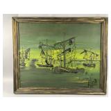 Framed MCM "Factory Art" Painting