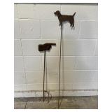 Rustic Metal Dog and Finger Yard Stakes