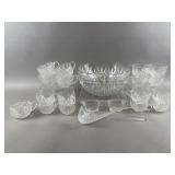 Vintage Pressed Glass Punch Bowl & Cup Set