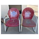Vtg Red Metal Pabst Blue Ribbon Chairs