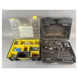 Tool boxes with assorted tools, bits & more