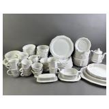 Large White Ceramic Pottery Dish Set