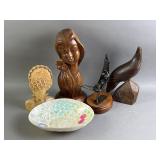 Vintage Hand Carved Wooden Statues & More