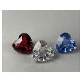 3 - Swarovski Crystal Heart Figurines