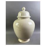 Large Beige Porcelain Lidded Ginger Jar