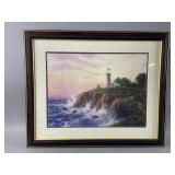 Framed/Signed/# Lighthouse Painting by T. Kinkade