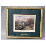 Framed/Signed Teacup Cottage Print by T. Kinkade