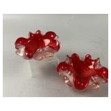 Vintage Murano Red Glass Bowls
