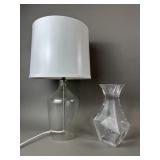 Baccarat Crystal Vase & Modern Glass Lamp
