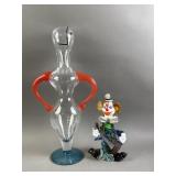 Kjell Engman Art Sculpture & Vtg Glass Clown