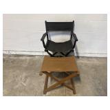 Folding Directors Chair & Wooden Stool