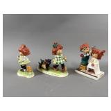 3 Vtg Goebel Red Head Ceramic Figurines