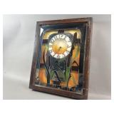 Vintage Art Unlimited Stained Glass Mirror Clock