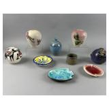 Ceramic Pottery Bud Vases & Dishes Signed & More