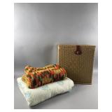 Vintage 70ï¿½s Hamper with 2 Vtg Blankets