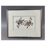 Framed Embossed Copper Haida Frog By Bill Reid