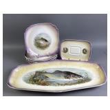 Franz Anton Mehlem Bonn Porcelain Fish Set