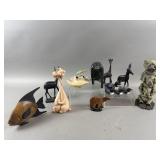 Various Animal Figurines - Wooden, Ceramic & More
