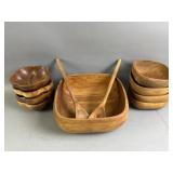 Vtg MCM Wooden Bowls & Spoons