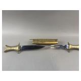 Vintage Brass Carving Knife & Fork Set