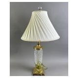 Vtg Crystal & Brass Table Lamp