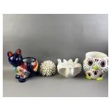 Handmade Mexican Pottery Cat Planter & More