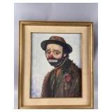 Framed/Signed Clown Oil Painting by Weiler