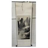 Vtg Chinese Watercolor Hanging Scroll