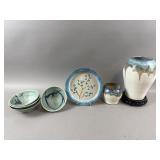 Vtg Dip Glaze Ceramic Vases, Dishes & More
