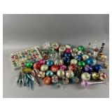 Lot of Vintage Glass Christmas Ornaments & More