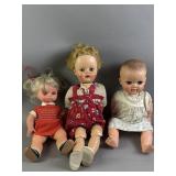 3 Vtg Hard Plastic Dolls