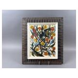 Vintage Original Oil Painting Birds & Flowers