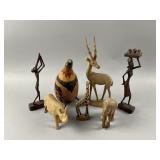 Lot of Carved Wood Animals & More