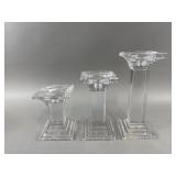 Crystal Pillar Tapered Candle Holders Set of 3