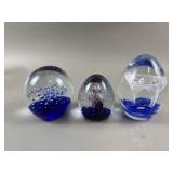 Vintage Cobalt Blue Glass Paper Weights