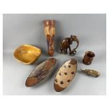 Carved Wood Animals, Bowls, Mask & More