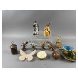 Majolica Style Teacup, Trinket Box, & Small Decor