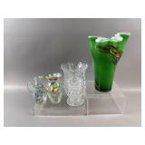 Vtg Hand Painted Vases, Hankerchief Vase & More