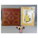 Vtg Champion Dart Board & Signed Art Print