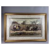 Framed Print of Antique "Tug of War" Painting