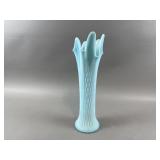Vintage Fenton Stretch Swung Milk Glass Vase