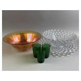 Vtg Decorative Glass Bowls, Plate, & Cups