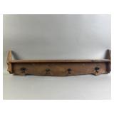 Vtg Wooden Wall Mounted Coat Rack