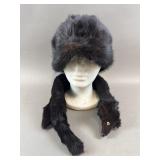 Vintage Fur Hat & Mink Scarf