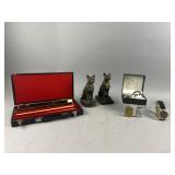 Egyptian Cat Statues,  Vintage Lighters and More