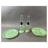 McKee Jadeite Laurel Pattern Oil Lamps & More