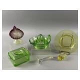 Vintage Uranium Vaseline Glassware Lot
