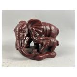 Small Statue of Adult and Baby Elephant