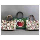 3 Vintage Handmade Needlepoint Purses