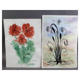 Signed Floral Watercolor Paintings By R. Eisenhaur